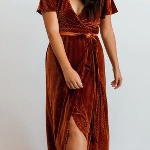 Andi Ribbed Velvet Wrap Dress Baltic Born Copper - Sz Small